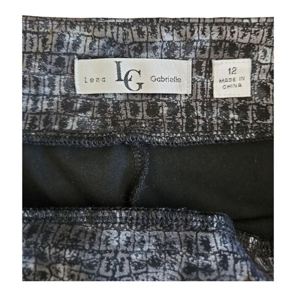 Lena Gabrielle LG Black Metalic Snake Print Leggings Size 12 - Picture 3 of 4